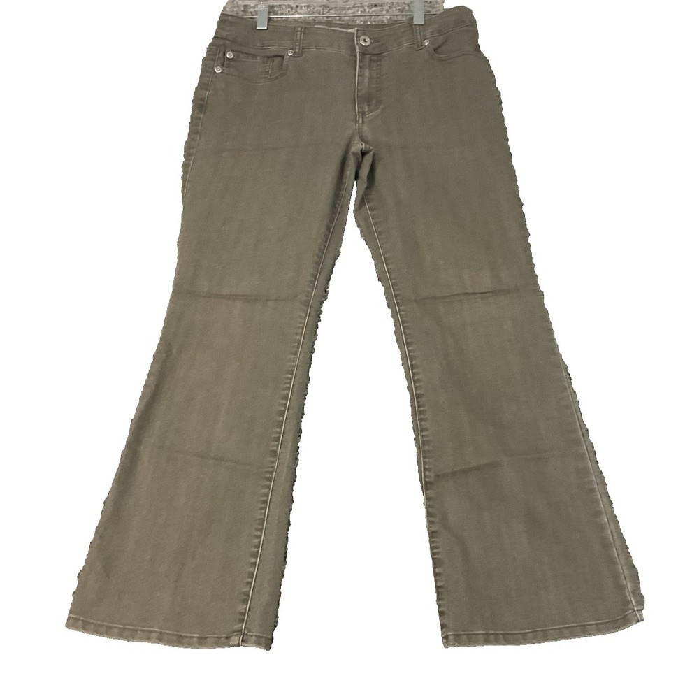 Chico's Jeans Platinum Olive Dark Wash Mid Rise Flared Sz .5  (6/8) Y2K Western